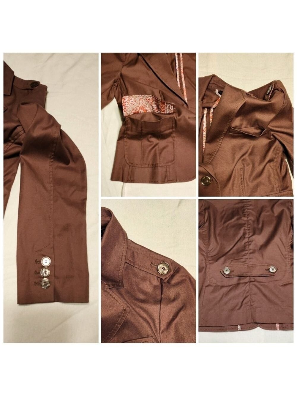 The Limited Brown Cotton Blend Fitted Career Blazer Jacket Size 8 - Picture 7 of 10